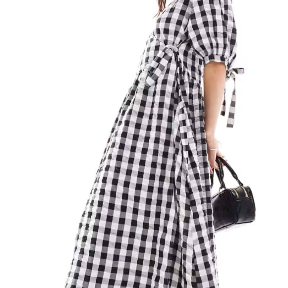 ASOS Black and White Checkered Maxi Dress